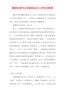 集团纪委书记在就职会议上的发言提纲