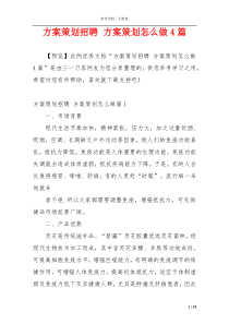 方案策划招聘 方案策划怎么做4篇