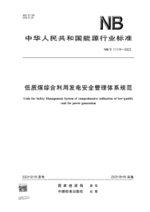 NBT 11119-2023 低质煤综合利用发电安全管理体系规范