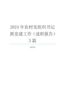 2024年农村党组织书记抓党建工作（述职报告）3篇