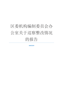 区委机构编制委员会办公室关于巡察整改情况的报告