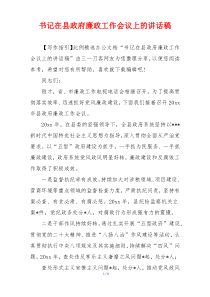 书记在县政府廉政工作会议上的讲话稿