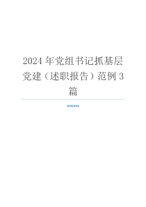 2024年党组书记抓基层党建（述职报告）范例3篇