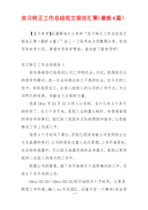 实习转正工作总结范文报告汇聚（最新4篇）