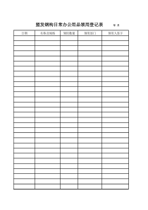 日常办公用品领用登记表模版