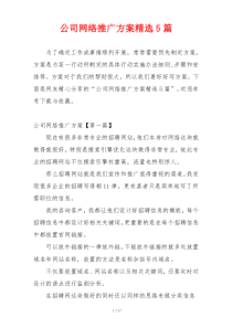 公司网络推广方案精选5篇