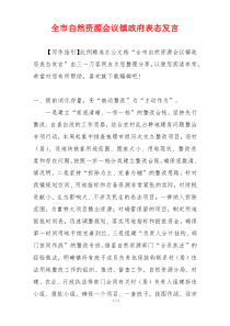 全市自然资源会议镇政府表态发言