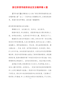 新任职领导就职表态发言稿样稿4篇