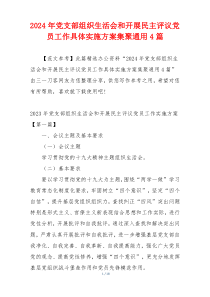 2024年党支部组织生活会和开展民主评议党员工作具体实施方案集聚通用4篇