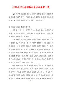 组织生活会问题整改承诺书集聚3篇