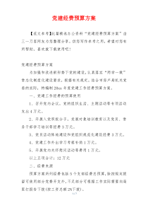 党建经费预算方案