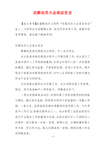 巡察动员大会表态发言