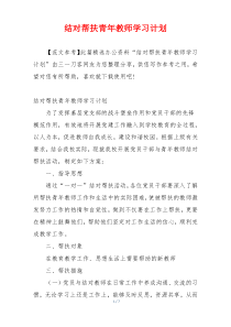 结对帮扶青年教师学习计划