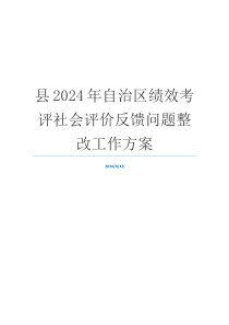 县2024年自治区绩效考评社会评价反馈问题整改工作方案