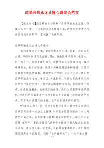 改革开放永无止境心得体会范文