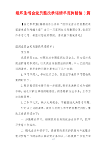 组织生活会党员整改承诺清单范例精编3篇