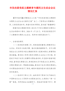 市发改委党组主题教育专题民主生活会会议情况汇报