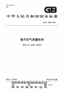 GBT 18883-2002室内空气质量标准