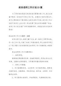 政治老师工作计划23篇