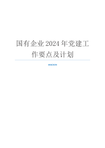 国有企业2024年党建工作要点及计划