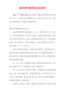 辅导青年教师的总结材料