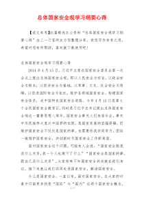 总体国家安全观学习纲要心得