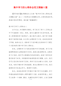 集中学习的心得体会范文精编5篇