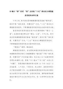 XX镇以排促进抓出实效三式联动发力建强基层党组织材料汇报