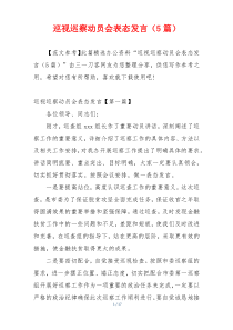 巡视巡察动员会表态发言（5篇）