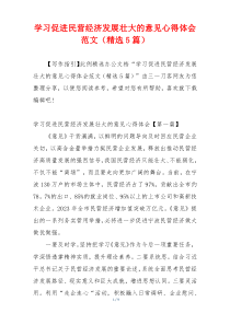 学习促进民营经济发展壮大的意见心得体会范文（精选5篇）