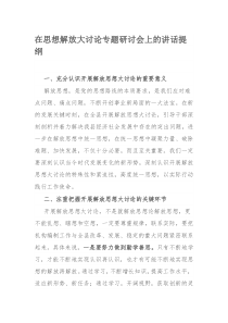 在思想解放大讨论专题研讨会上的讲话提纲