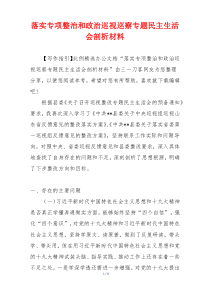 落实专项整治和政治巡视巡察专题民主生活会剖析材料