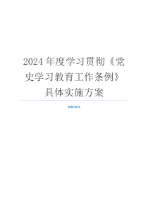 2024年度学习贯彻《党史学习教育工作条例》具体实施方案