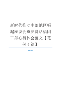 新时代推动中部地区崛起座谈会重要讲话稿团干部心得体会范文【范例4篇】