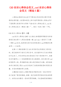 CAD实训心得体会范文_cad实训心得体会范文（精选5篇）