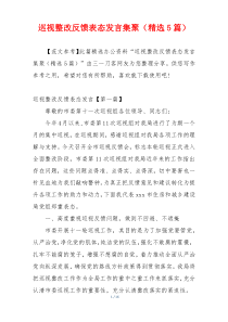 巡视整改反馈表态发言集聚（精选5篇）