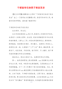 干部宣布任命班子表态发言