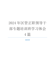 2024年区管正职领导干部专题培训班学习体会4篇