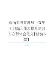 市场监督管理局中青年干部综合能力提升培训班心得体会范文【精编5篇】