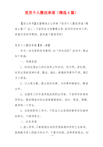 党员个人整改承诺（精选4篇）