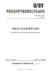 QSY 09207-2018 炼油化工企业能源审计规范