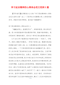 学习延安精神的心得体会范文范例5篇