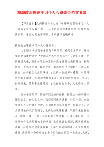 精编政治理论学习个人心得体会范文5篇