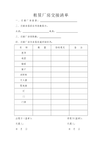 租赁厂房交接清单