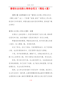 暑假社会实践心得体会范文（精选4篇）