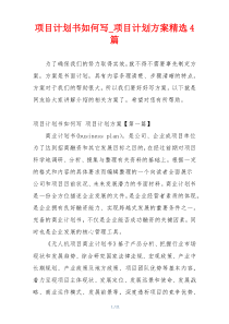 项目计划书如何写_项目计划方案精选4篇