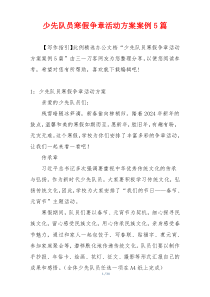 少先队员寒假争章活动方案案例5篇