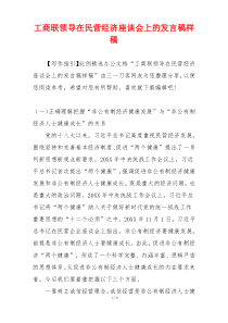 工商联领导在民营经济座谈会上的发言稿样稿