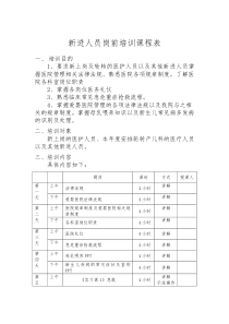 医院新进人员岗前培训课程表