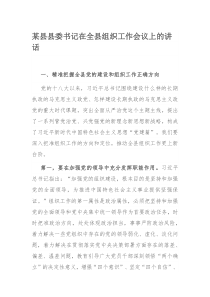 某县县委书记在全县组织工作会议上的讲话